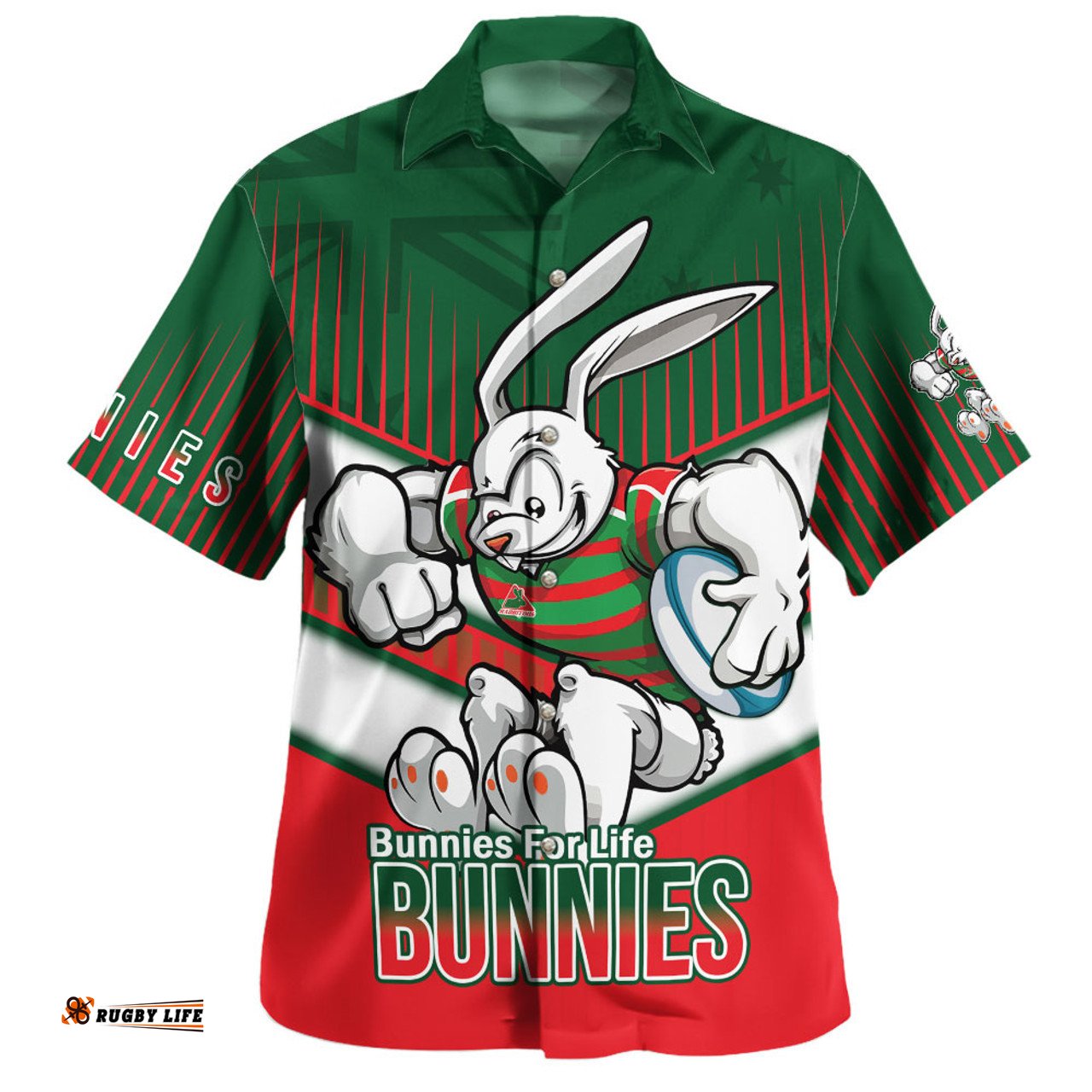 Amazing Aussie South Sydney Rabbitohs Bunnies Mascot With Australia Flag Hawaiian Shirt