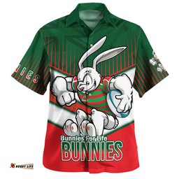 Amazing Aussie South Sydney Rabbitohs Bunnies Mascot With Australia Flag Hawaiian Shirt