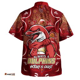 Amazing Aussie Redcliffe Dolphins Aboriginal Pattern Inspired Victory Is Ours Hawaiian Shirt