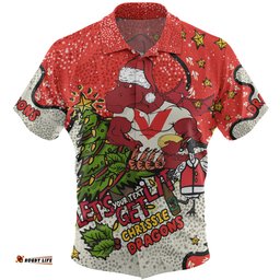 Amazing Aussie St. George Illawarra Dragons Christmas Custom Let's Get Lit Chrisse Pressie Hawaiian Shirt