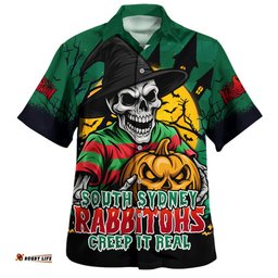 Amazing Aussie South Sydney Rabbitohs Dark Moon Rugby Halloween Battle Edition Hawaiian Shirt