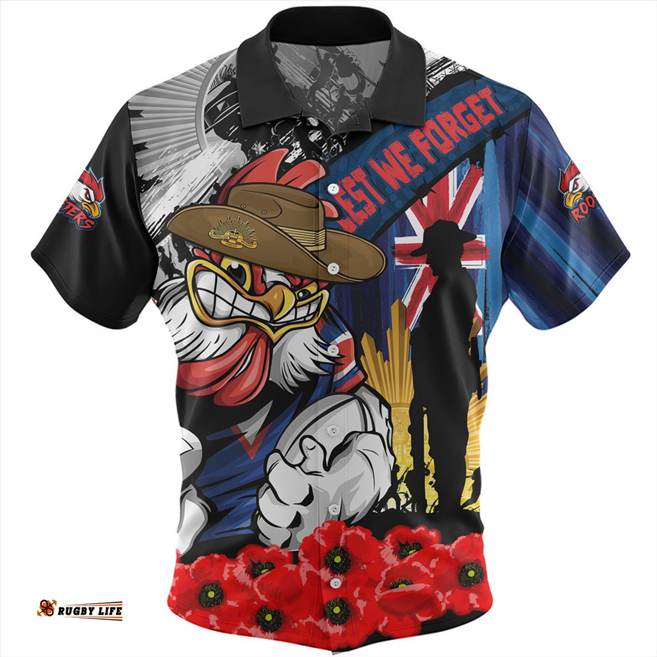 Amazing Aussie Sydney Roosters United In Spirit Anzac Day Tribute Hawaiian Shirt