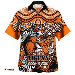 Amazing Aussie Wests Tigers Aboriginal Inspired Tough Fan Rugby For Life Hawaiian Shirt