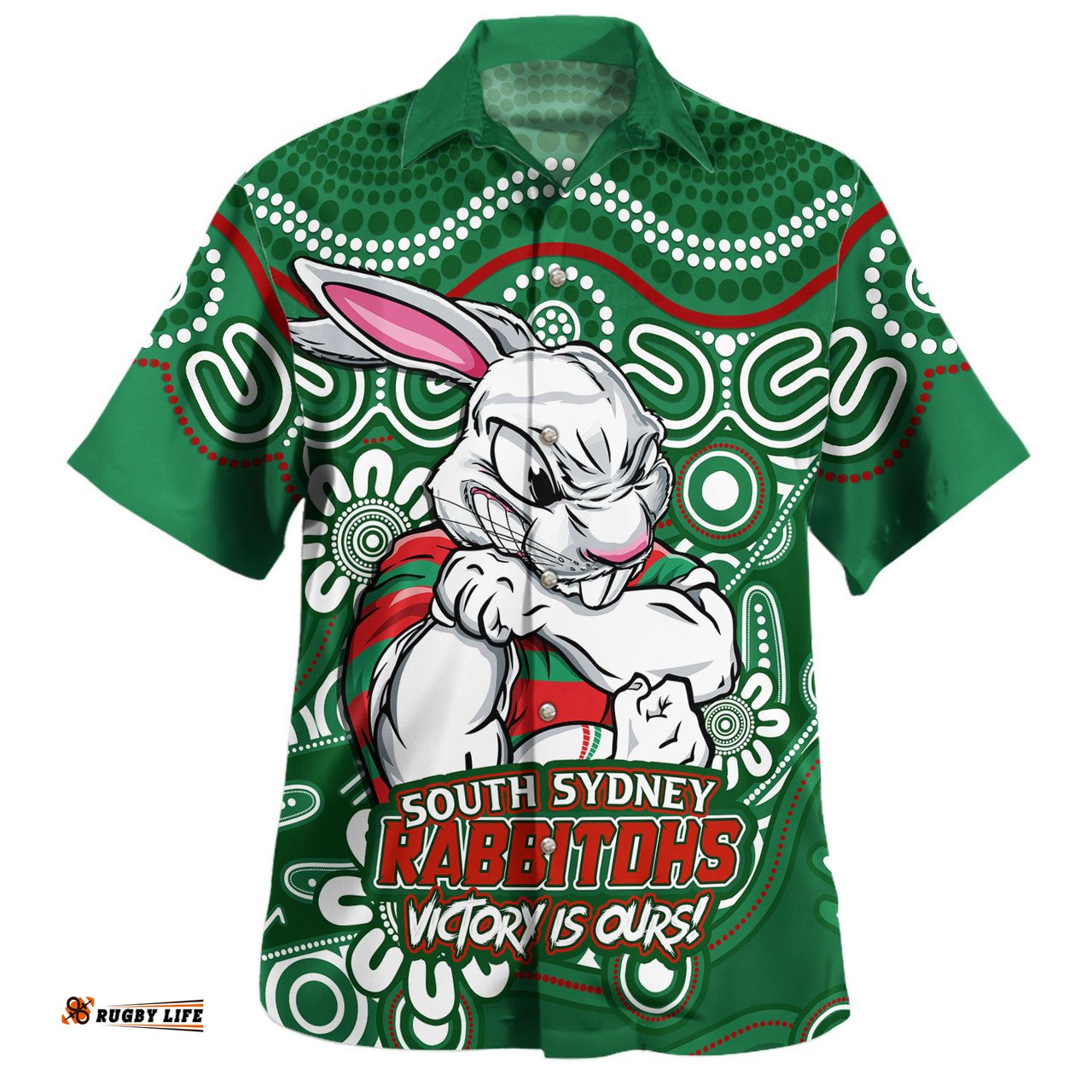 Amazing Aussie South Sydney Rabbitohs Aboriginal Inspired Tough Fan Rugby For Life Hawaiian Shirt