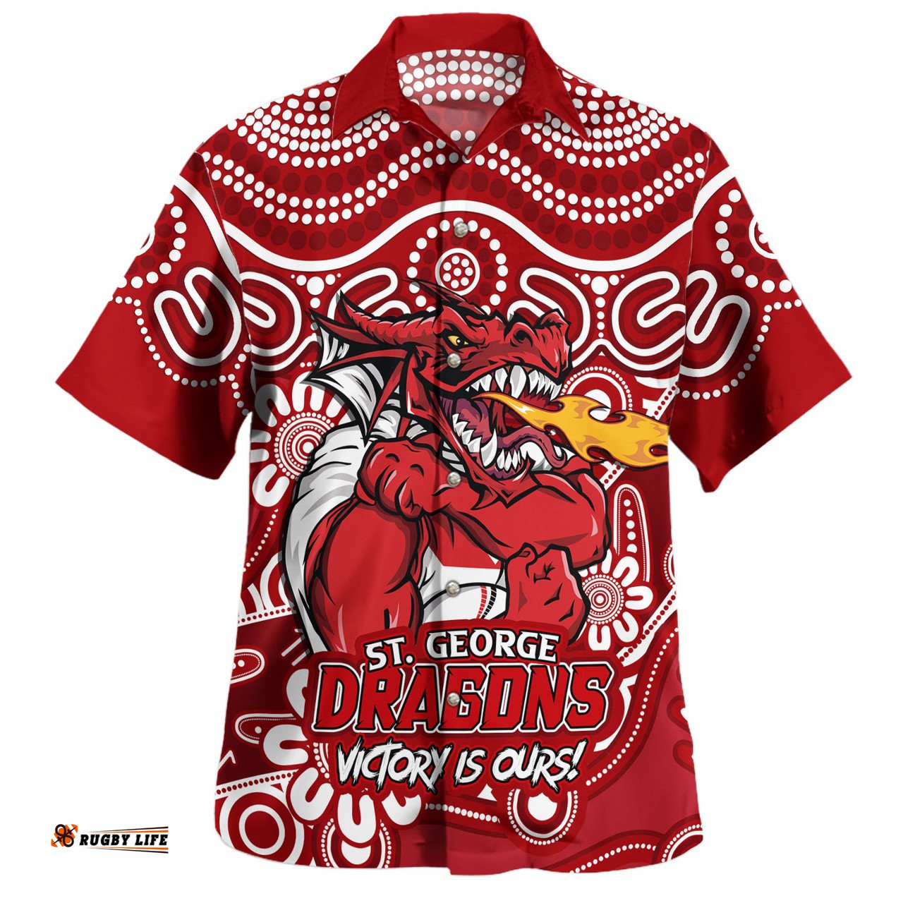 Amazing Aussie St. George Illawarra Dragons Aboriginal Inspired Tough Fan Rugby For Life Ver 2.0 Hawaiian Shirt