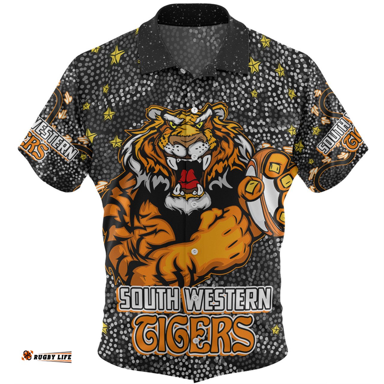 Amazing Aussie Wests Tigers Custom Team With Dot And Star Patterns For Tough Fan Hawaiian Shirt