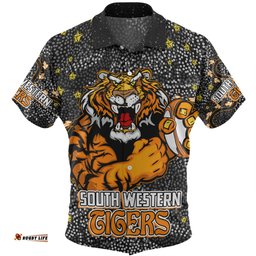 Amazing Aussie Wests Tigers Custom Team With Dot And Star Patterns For Tough Fan Hawaiian Shirt