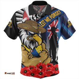 Amazing Aussie West Coast Eagles Anzac Day Honor United In Spirit Hawaiian Shirt