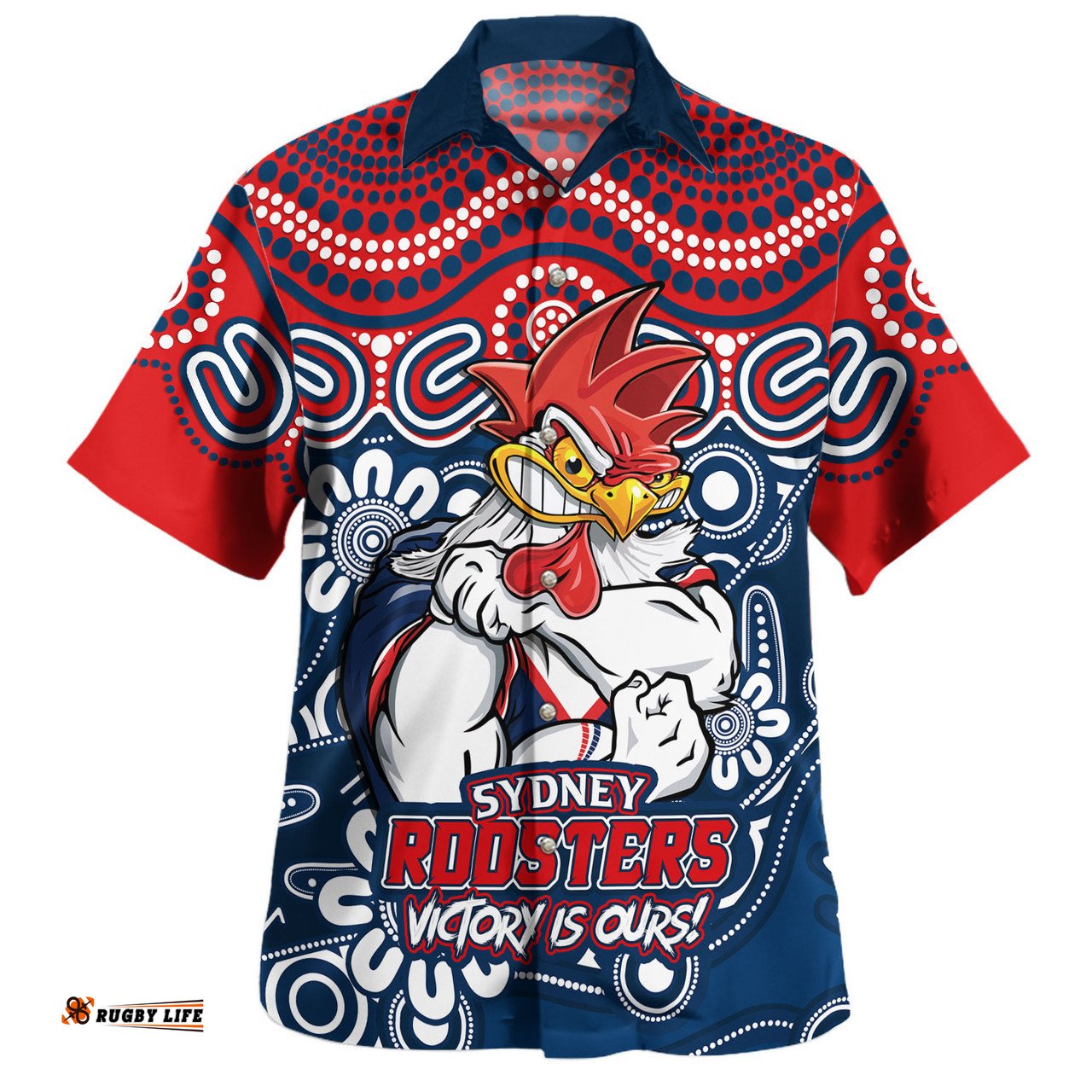 Amazing Aussie Sydney Roosters Aboriginal Inspired Tough Fan Rugby For Life Hawaiian Shirt
