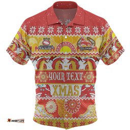 Amazing Aussie Redcliffe Dolphins Christmas Aboriginal Custom Indigenous Knitted Ugly Xmas Style Hawaiian Shirt
