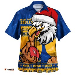 Amazing Aussie West Coast Eagles Merry Christmas Down Under Footy Power Style Hawaiian Shirt