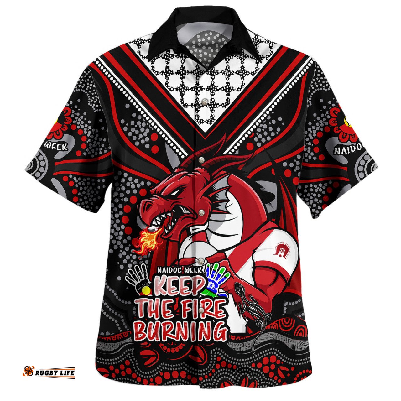 Amazing Aussie St. George Illawarra Dragons Aboriginal Inspired Naidoc Week Custom For Die Hard Fan Supporters Hawaiian Shirt