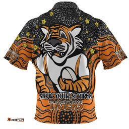 Amazing Aussie Wests Tigers Custom Custom With Aboriginal Inspired Style Of Dot Painting Patterns  Hawaiian Shirt