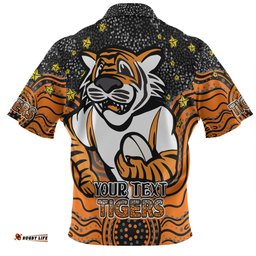 Amazing Aussie Wests Tigers Custom Custom With Aboriginal Inspired Style Of Dot Painting Patterns  Hawaiian Shirt