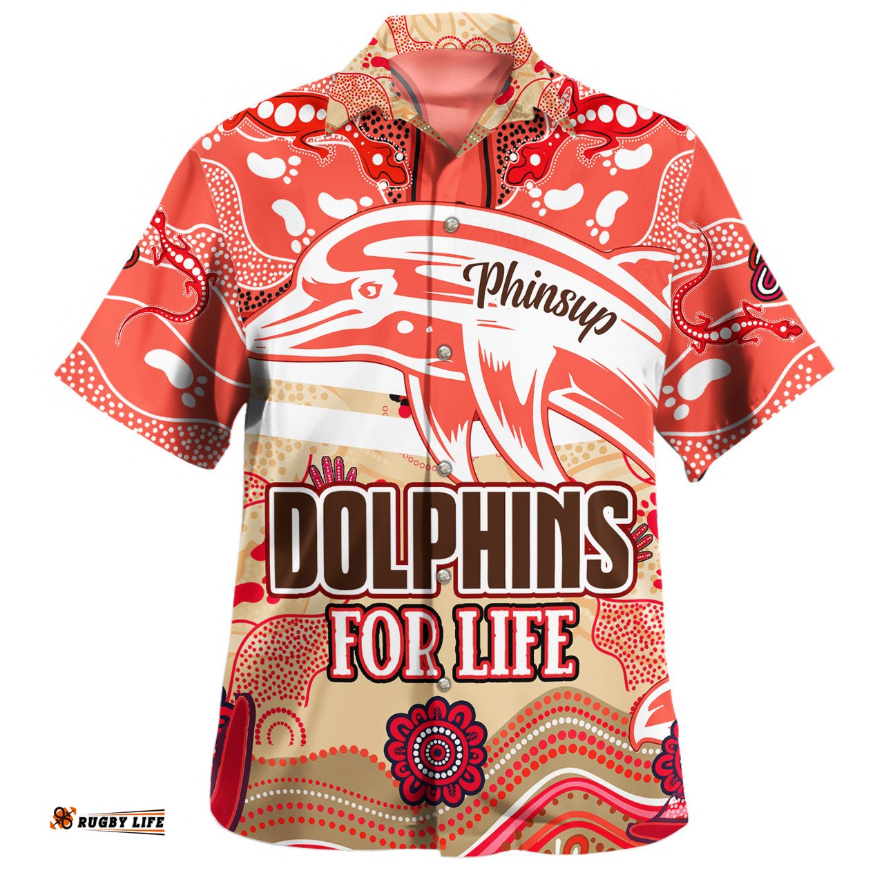 Amazing Aussie Redcliffe Dolphins Custom Redcliffe Dolphins For Life With Aboriginal Style Hawaiian Shirt