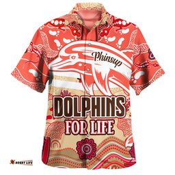 Amazing Aussie Redcliffe Dolphins Custom Redcliffe Dolphins For Life With Aboriginal Style Hawaiian Shirt