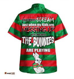 Amazing Aussie South Sydney Rabbitohs Mother's Day Screaming Mom and Crazy Fan Hawaiian Shirt