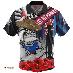 Amazing Aussie Western Bulldogs Anzac Day Honor United In Spirit Hawaiian Shirt