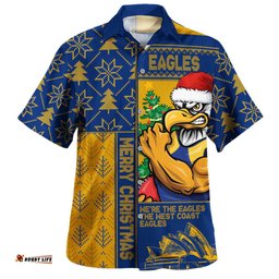 Amazing Aussie West Coast Eagles Merry Christmas Knit Style Festive Spirit Hawaiian Shirt