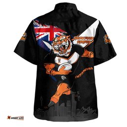 Amazing Aussie Wests Tigers Custom For Die Hard Fan Australia Flag Scratch Style Hawaiian Shirt