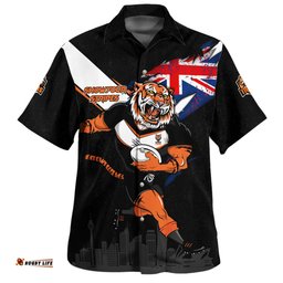 Amazing Aussie Wests Tigers Custom For Die Hard Fan Australia Flag Scratch Style Hawaiian Shirt
