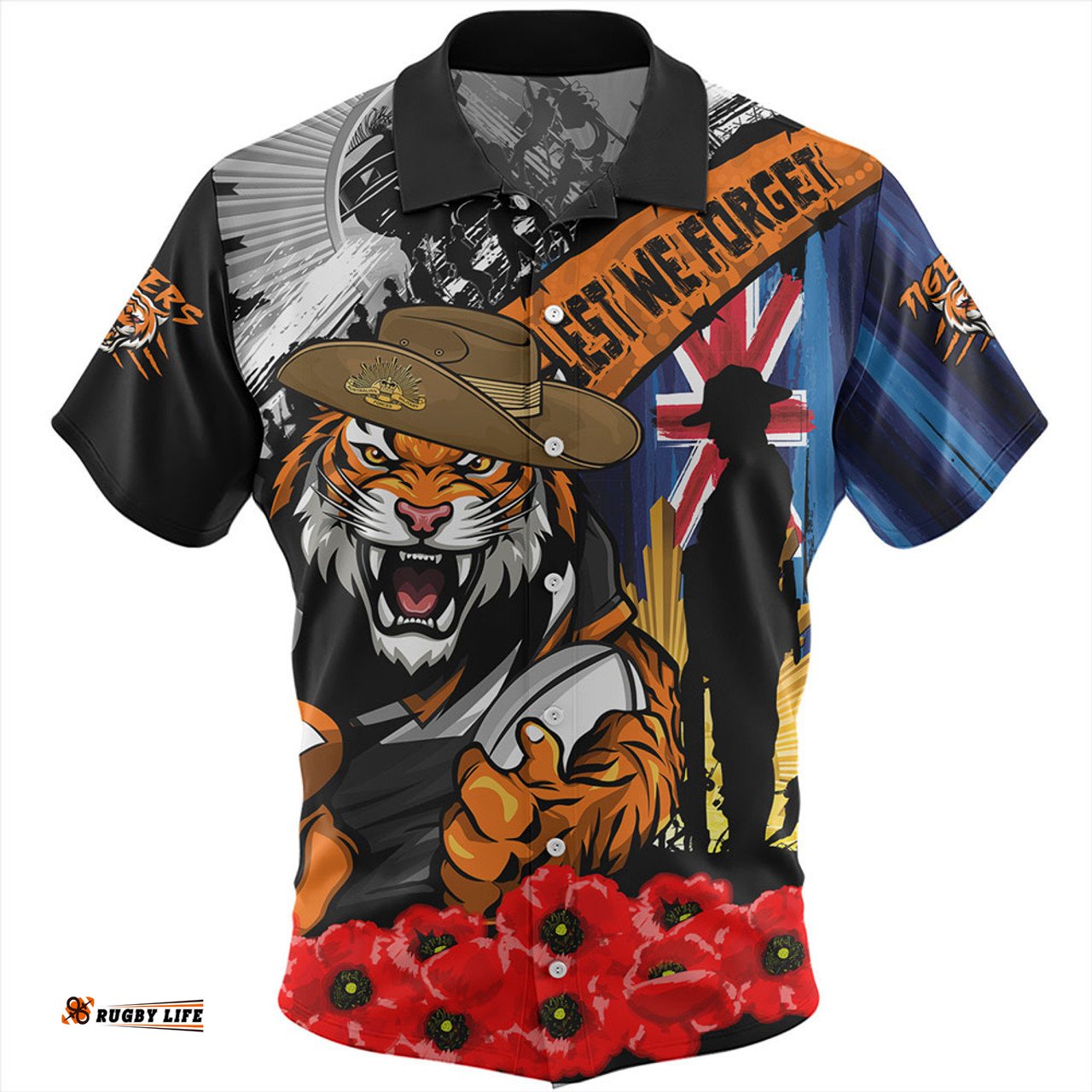 Amazing Aussie Wests Tigers United In Spirit Anzac Day Tribute Hawaiian Shirt