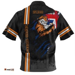 Amazing Aussie Wests Tigers Happy Australia Day Flag Scratch Style Hawaiian Shirt