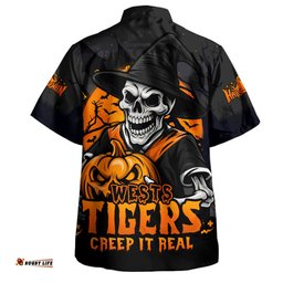 Amazing Aussie Wests Tigers Dark Moon Rugby Halloween Battle Edition Hawaiian Shirt