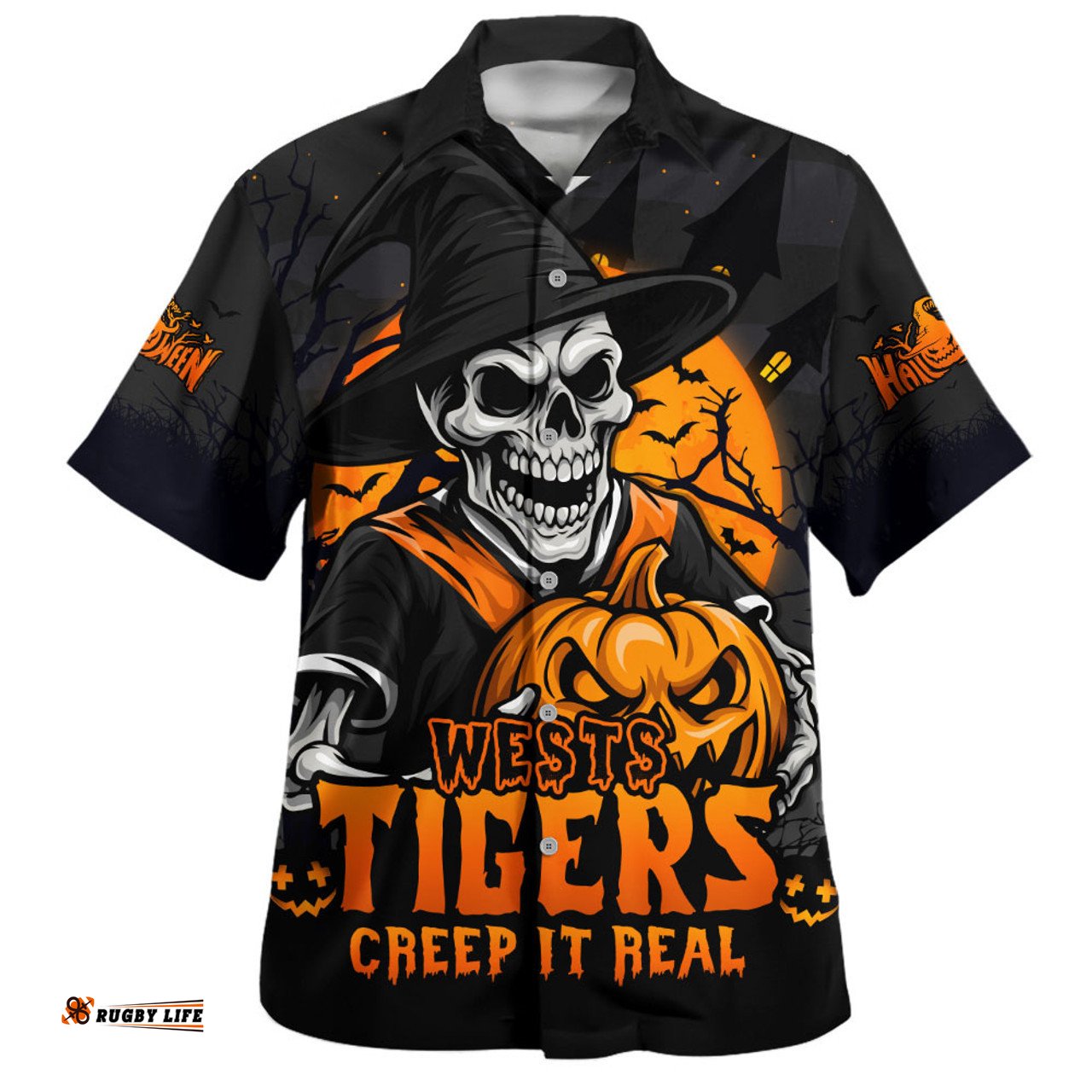 Amazing Aussie Wests Tigers Dark Moon Rugby Halloween Battle Edition Hawaiian Shirt