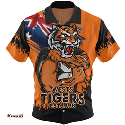 Amazing Aussie Wests Tigers Heart Of A Fighter Tough And Fearless Hawaiian Shirt