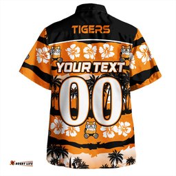 Amazing Aussie Wests Tigers Tropical Hibiscus and Coconut Trees Hawaiian Shirt