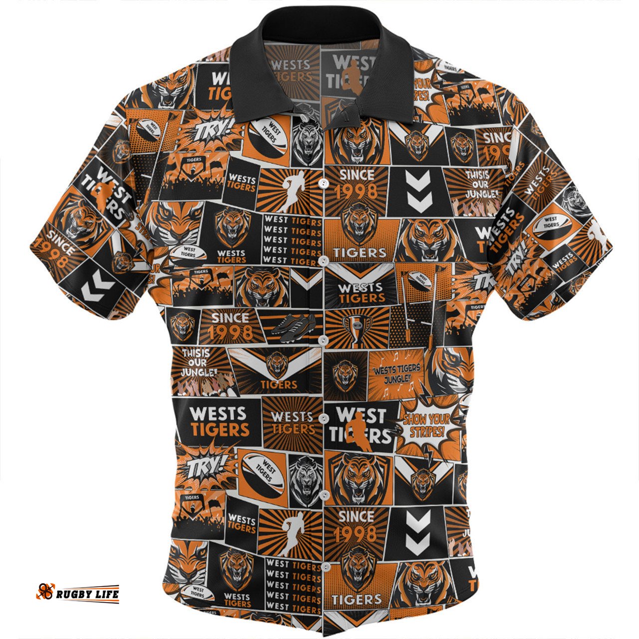 Amazing Aussie Wests Tigers Team Of Us Die Hard Fan Supporters Comic Style Hawaiian Shirt
