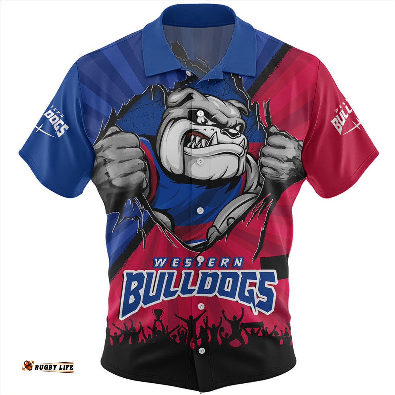 Amazing Aussie Western Bulldogs Breaking Through Fan Design Hawaiian Shirt