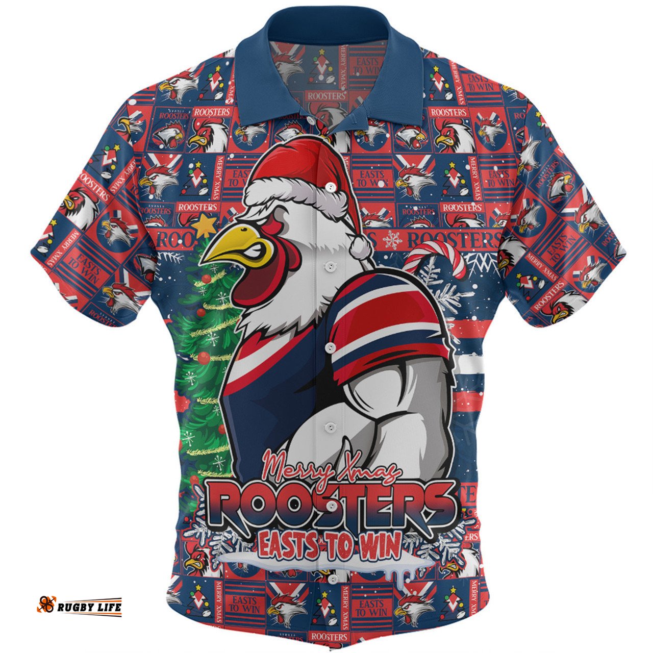 Amazing Aussie Sydney Roosters Merry Ugly Christmas Comic Style Hawaiian Shirt