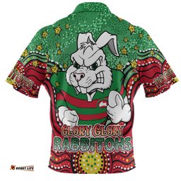 Amazing Aussie South Sydney Rabbitohs Custom With Aboriginal Inspired Style Of Dot Painting Patterns  Hawaiian Shirt