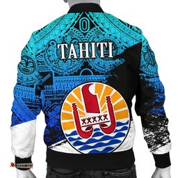 Tahiti Men's Bomber Jacket, Coat Of Arms Blue Special A02