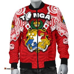 Custom Personalised Tonga Rugby Men's Bomber Jacket Royal Style