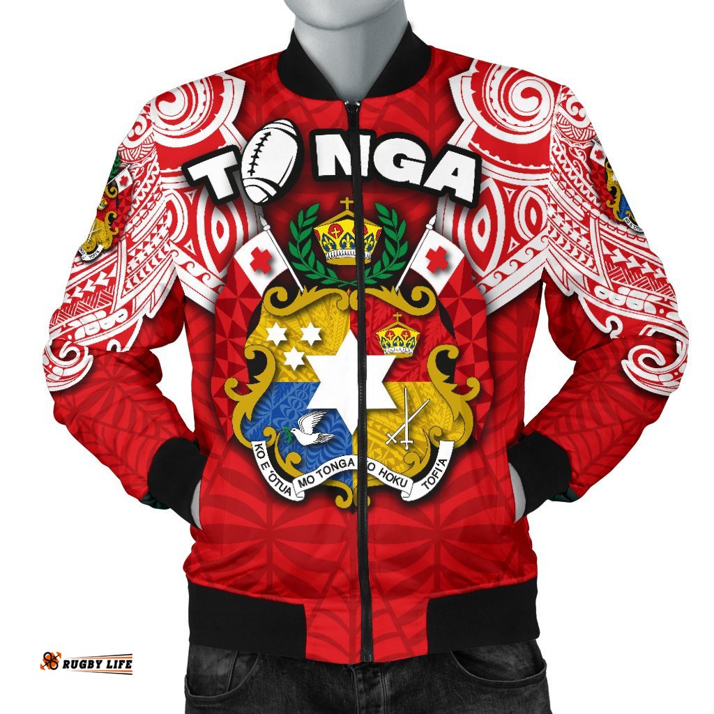 Custom Personalised Tonga Rugby Men's Bomber Jacket Royal Style