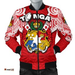 Custom Personalised Tonga Rugby Men's Bomber Jacket Royal Style