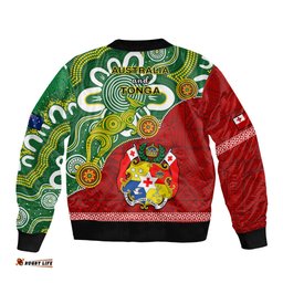 Australia And Tonga Bomber Jacket Aboriginal Mix Tongan Ngatu Unique Style