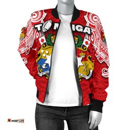 Custom Personalised Tonga Rugby Women's Bomber Jacket Royal Style