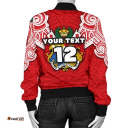 Custom Personalised Tonga Rugby Women's Bomber Jacket Royal Style
