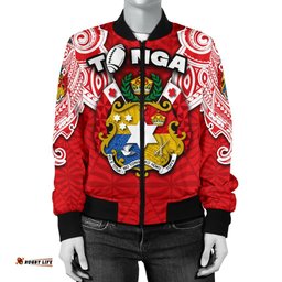 Custom Personalised Tonga Rugby Women's Bomber Jacket Royal Style