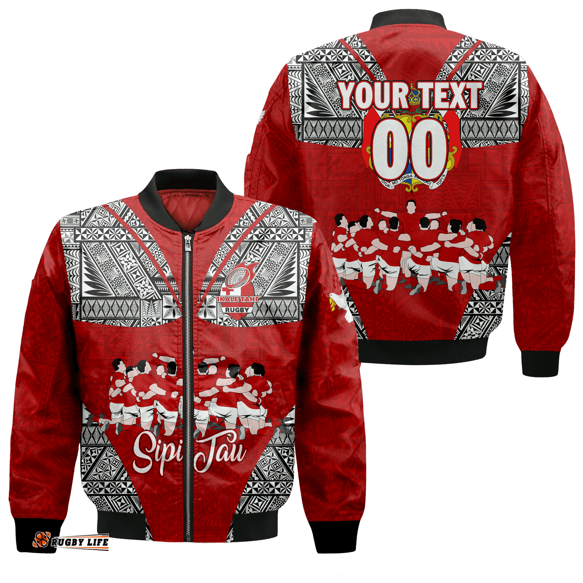 Custom Personalised Tonga Rugby Ikale Tahi Sipi Tau Bomber Jacket