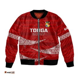 Custom Tonga Rugby Bomber Jacket 2023 Ikale Tahi Tongan Ngatu Pattern
