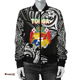 Mate Ma'a Tonga Rugby Women's Bomber Jacket Polynesian Unique Vibes - Black