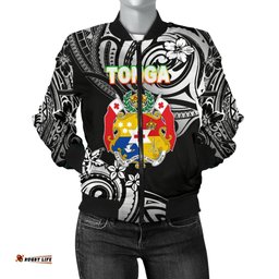 Mate Ma'a Tonga Rugby Women's Bomber Jacket Polynesian Unique Vibes - Black