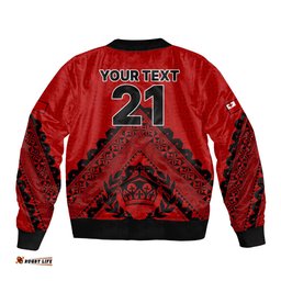 Custom Tonga Rugby Sleeve Zip Bomber Jacket Proud Tongan Ngatu Kupesi World Cup 2023 No2