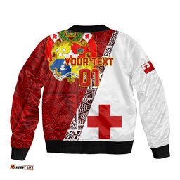 Custom Tonga Rugby Sleeve Zip Bomber Jacket Tongan Go 2023 World Cup