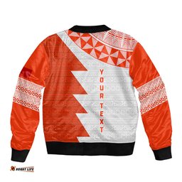 Custom Tonga Rugby Bomber Jacket Ikale Tahi Ngatu Tribal Pattern Half Style